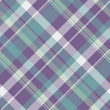 Yaratılış şekli ekose arka plan, jpg kontrol tartan dokusu. Kolaj vektörü dikişsiz kumaş tekstil mor ve cyan renk paleti.