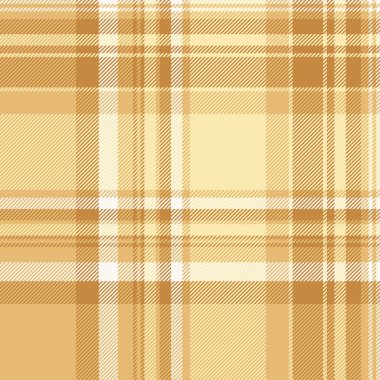 Tartan kumaşı kaşı, İrlanda dokusunu kontrol et. Kehribar ve açık renk paletinde arkaplan dokusu vektör deseni sonbaharı.