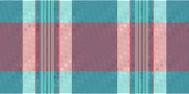 Tekrarlanan arka plan deseni, cennet kumaşı ekose vektörü. Cyan ve kırmızı renk paletinde tekstil tartını pürüzsüz kontrol et.