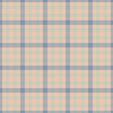 Fabrika desenli ekose kumaş, tekstil çeki pürüzsüz. Pastel ve açık renk paletinde derin doku kumaş arkaplan vektörü.