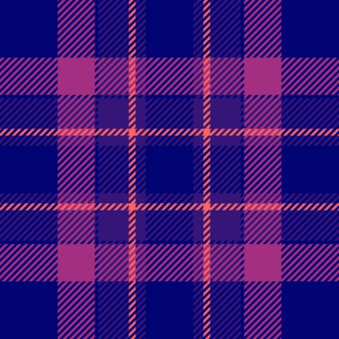 Vibrant purple and coral plaid pattern.  A seamless textile design ideal for fashion, web backgrounds, or print projects.  Modern and stylish, this image evokes feelings of warmth and sophistication. clipart