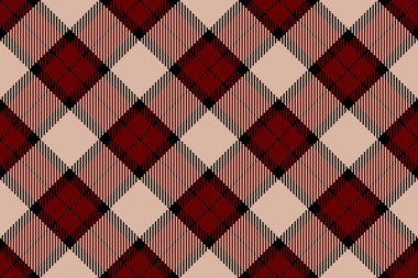 Bebek kumaşı desenli tartan, vektör şablonu kontrolü. Sonsuz tekstil arka plan ekoseli, ışık ve kırmızı renk paletinde pürüzsüz.