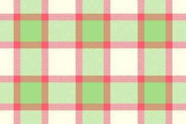 Kumaş dokusu vektörünü dekore et, tekstil arka planını tekrarla. Halı ekoseli, beyaz ve yeşil renk paletinde ekosesiz tartan kontrolü.