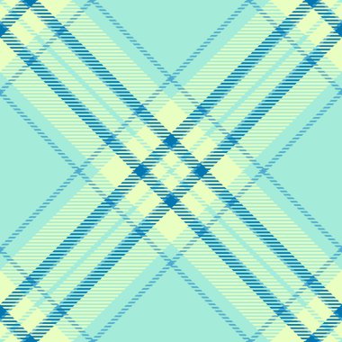 Retro tekstil kumaş dokusu, özel dikişsiz ekose kontrolü. İç çamaşırı arkaplan vektör desenli tartan mavi ve açık renk paletinde.