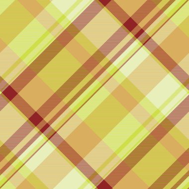 Hakiki kumaş şablonu, şık, pürüzsüz tekstil ekoseli. Kehribar ve kireç rengi paletinde arkaplan vektörü tartan dokusu.