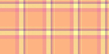 Havalı tekstil desenli tartan, fiber vektör kontrolü. Turuncu ve sarı renk paletinde, ekosesiz kumaş deseni..