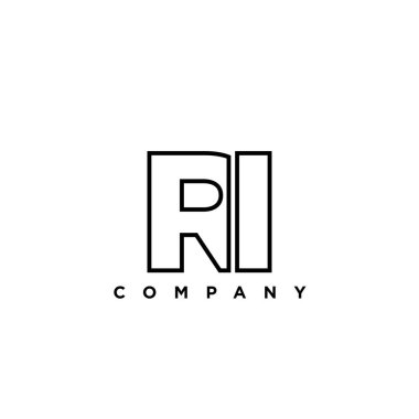 R ve ben, RI logo tasarım şablonu. Şirket kimliği için asgari monogram tabanlı logotype.