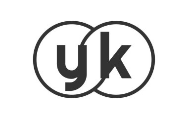 Y K şirketinin amblemi, ana hatları yuvarlak ve y k harfleriyle birleşmiş iki dairenin logoti. Vektör Sonsuzluk sembolü