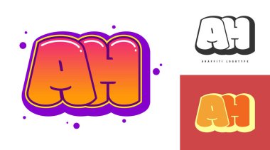 Festival ya da parti için logo tasarımı. Graffiti tarzında ilk harf A ve H. Yazı tipi tipografisinin yaratıcı modern harfleri. Çocukların trend logoti ya da kimliği.