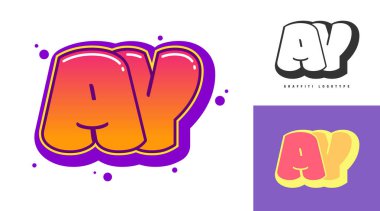 Festival ya da parti için AY logo tasarımı. Graffiti tarzında ilk harf A ve Y. Yazı tipi tipografisinin yaratıcı modern harfleri. Çocukların trend logoti ya da kimliği.