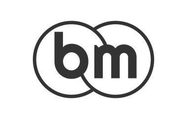 BM şirket amblemi, ana hatları yuvarlak ve iki birleşik dairenin logo şablonu, marka kimliği, logotip. Vektör Sonsuzluk sembolü