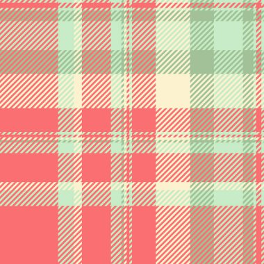 Yumuşak mercan, nane ve ekose desenli krema. Tekstil tasarımı, moda, ev dekorasyonu ve web sitesi geçmişi için ideal. Nazik, tekrarlayan bir doku sıcaklığı ve nostaljiyi çağrıştırıyor..