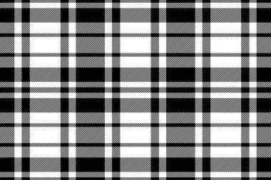70 'lerin vektör arkaplan deseni, şarjör tartan kumaşı. Hippi dikişsiz kumaş ekose tekstil siyah beyaz renk paleti.