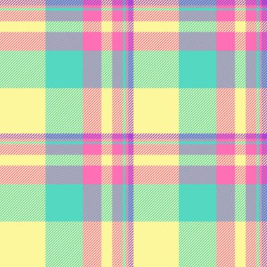 Saten desenli ekose kumaş, İspanyol kumaşı pürüzsüz çek. Sarı ve mavi renk paletinde dağınık desen vektör tartan arkaplanı.