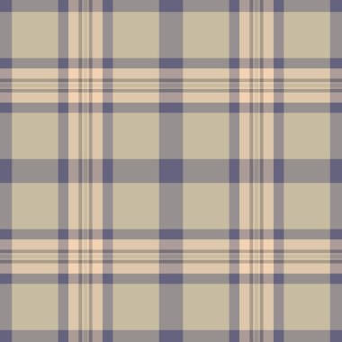 Ekose desenli ekoseli tartan, grafiksiz vektör kumaşı. Pastel ve gri renk paletinde otel tekstil arkaplan deseni.