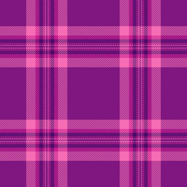 Tişört tekstil kontrolü, Şükran Günü arkaplan kumaşı. Pembe ve mor renk paletinde kadınsı ekose desenli vektör..