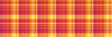 Kızsız tartan kontrolü, İngiliz ekose vektör dokusu. Tekstil desenli arkaplan kumaşını kırmızı ve turuncu renk paletinde göster.