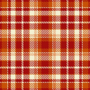 Kırsal kesim arka plan modelini, dikişsiz doku dokusunu kontrol et. Turuncu ve kırmızı renk paletiyle tartan tekstil vektörünü karıştır.
