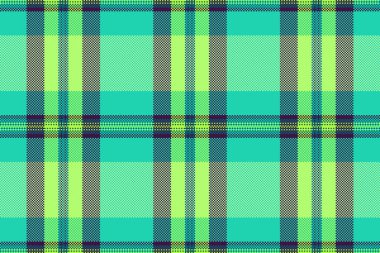 Kusursuz kumaş deseni, arka plan tekstil vektörü çizimi. İnce ekose desenli tartan denetimi yeşil ve gök mavisi renk paleti.