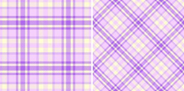 Pair of pastel purple and yellow plaid patterns. Perfect for textile design, scrapbooking, or wrapping paper.  Subtle yet stylish, these soft textures offer a versatile backdrop for various projects. clipart