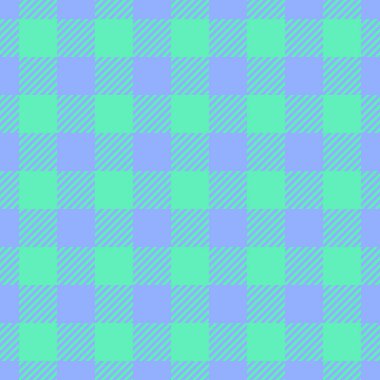 Tekstil dikişsiz kumaş, 40 'ların tartan desenli kontrolü. Bandana arkaplan ekose kumaş vektörü mavi ve nane rengi paleti.