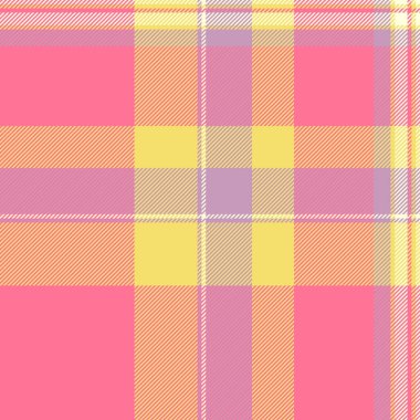 Seremoni tekstil kontrol dokusu, büyük tartan vektörü pürüzsüz. Doğrudan arka plan kumaş desenli ekoseli kırmızı ve sarı renk paleti.