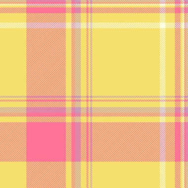 Kumaş desenli ekose, asimetrik vektör dikişsiz kontrol. Kereste tekstil arka plan tartan dokusu sarı ve kırmızı renk paleti.
