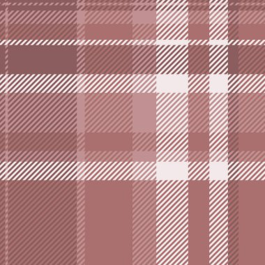 Kaliteli arka plan kumaş ekose, sahte tartan çek tekstili. Kırmızı ve pembe kahverengi renk paletinde pazarlama desenli kusursuz vektör.
