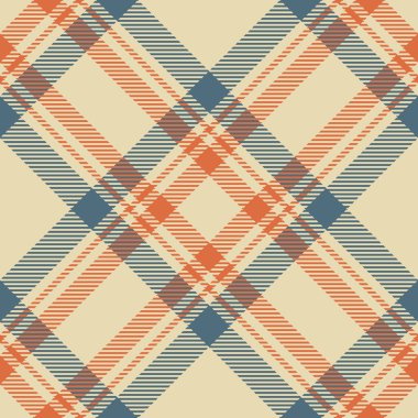 Tebrik şablonu kumaş dokusu, minimum arka plan vektör ekoseli. Açık ve turuncu renk paletinde tekstil dikişsiz tartanı işaretle.