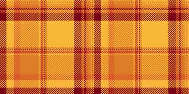 Yıldönümü desenli ekose kumaş, minimalist doku vektörü pürüzsüz. Örtülü kumaş tartan arka plan kontrolü turuncu ve kehribar rengi paleti ile.