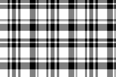 Renkli arka plan tekstil kontrolü, düzgün, pürüzsüz model vektörü. Manzara tartan kumaş ekose desenli gri ve beyaz renk paleti.
