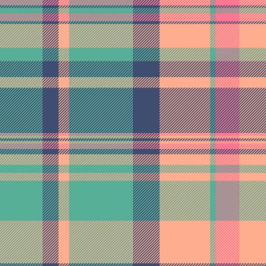 Soft, pastel plaid pattern in teal, peach, and mauve.  Perfect for textile design, fashion, or website backgrounds. clipart