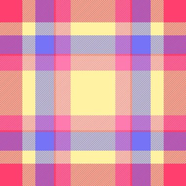 Süit desenli arka plan, tartsız ekoseli çanta. Tebrik kartı tekstil vektör kumaşı sarı ve kırmızı renk paleti ile kontrol.