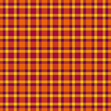 Vichy tekstil çeki, kumaş örtüsü, dikişsiz ekose. Altın gelincik ve pembe renk paletinde gerçek vektör arkaplan deseni.