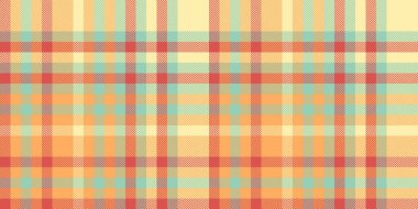 Eps dikişsiz tartan kumaş, dergi desenli vektör dokusu. Yağlı bez arka plan Turuncu ve açık renk paleti tekstil ekoseli kontrol.