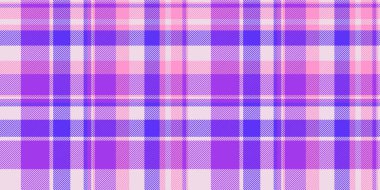 Yatak kontrolü, kusursuz tekstil, panel vektör dokusu. Şehvetli ekose kumaş deseni ışık ve mor renk paletinde.