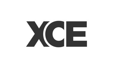 Güçlü ve modern kalın metinlerle XCE logo tasarım şablonu. Basit ve minimal tipografi içeren ilk tabanlı vektör logosu. Moda şirket kimliği.