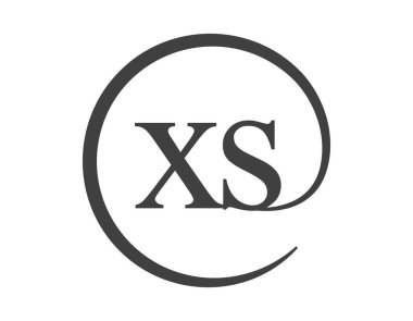 Daire şeklinde e-posta işareti tarzında iki harften XS logosu. İşletme şirketinin X ve S yuvarlak logosu