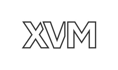 Güçlü ve modern kalın metinli XVM logo tasarım şablonu. Basit ve minimal tipografi içeren ilk tabanlı vektör logosu. Moda şirket kimliği.