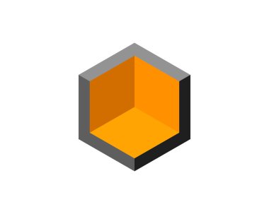 Canlı turuncu iç küplü soyut izometrik altıgen. Potansiyeli, büyümeyi ya da yeniliği temsil eder. Sunumlar, web siteleri ve teknolojiyle ilgili projeler için ideal. Temiz, modern tasarım.