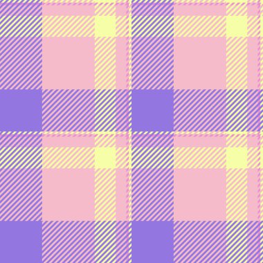 Pastel ekose desenli yumuşak pembe, mor ve sarı renkli. Neşeli, kusursuz bir tasarım tekstil baskıları, web sitesi geçmişi veya el işi projeleri için idealdir..