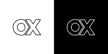 Moda harfi O ve X, OX logo tasarım şablonu. Şirket kimliği için asgari monogram tabanlı logotype.
