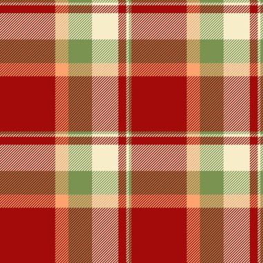 Ekose vektör kumaşı, kalıtım dokusu deseni kontrol edildi. Kırmızı ve açık renk paleti ile tartsız tekstil denetimi çiziliyor.