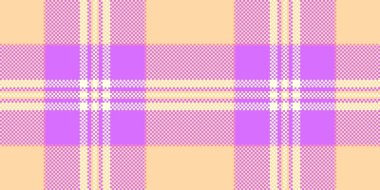 Kısa kontrol vektör ekoseli, platform desenli tartan arkaplan. Seçim dokusu turuncu ve mor renk paletinde pürüzsüz..