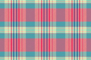 Fransa tartan dokusu kontrolü, çıktısı alınmamış arka plan. Parlak renk paletinde kumaş ekose tekstil vektörünü soy.