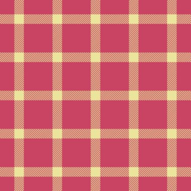 Ev yapımı ekose kumaş, geometrik geçmiş tartanı. Kırmızı ve sarı renk paletinde karmaşık desen dokusu pürüzsüz.