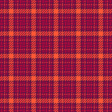 Diğer doku örnekleri, pijama tartan kumaş. Pembe ve kırmızı renk paletinde lifsiz vektör ekoseli kumaş..