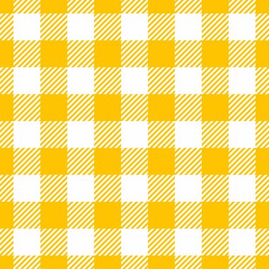 Pijama dokusu pürüzsüz vektör, ücretsiz geçmiş kontrolü ekoseli. Tartan desenli kumaş. Altın gelincik ve beyaz renk paletine boyanmış..