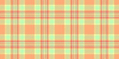 Paketleme denetimi kusursuz arka plan, rahat tekstil vektör ekoseli. Turuncu ve açık renk paletinde kraliyet kumaş deseni.