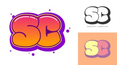 Festival ya da parti için SC logo tasarımı. Graffiti tarzında 